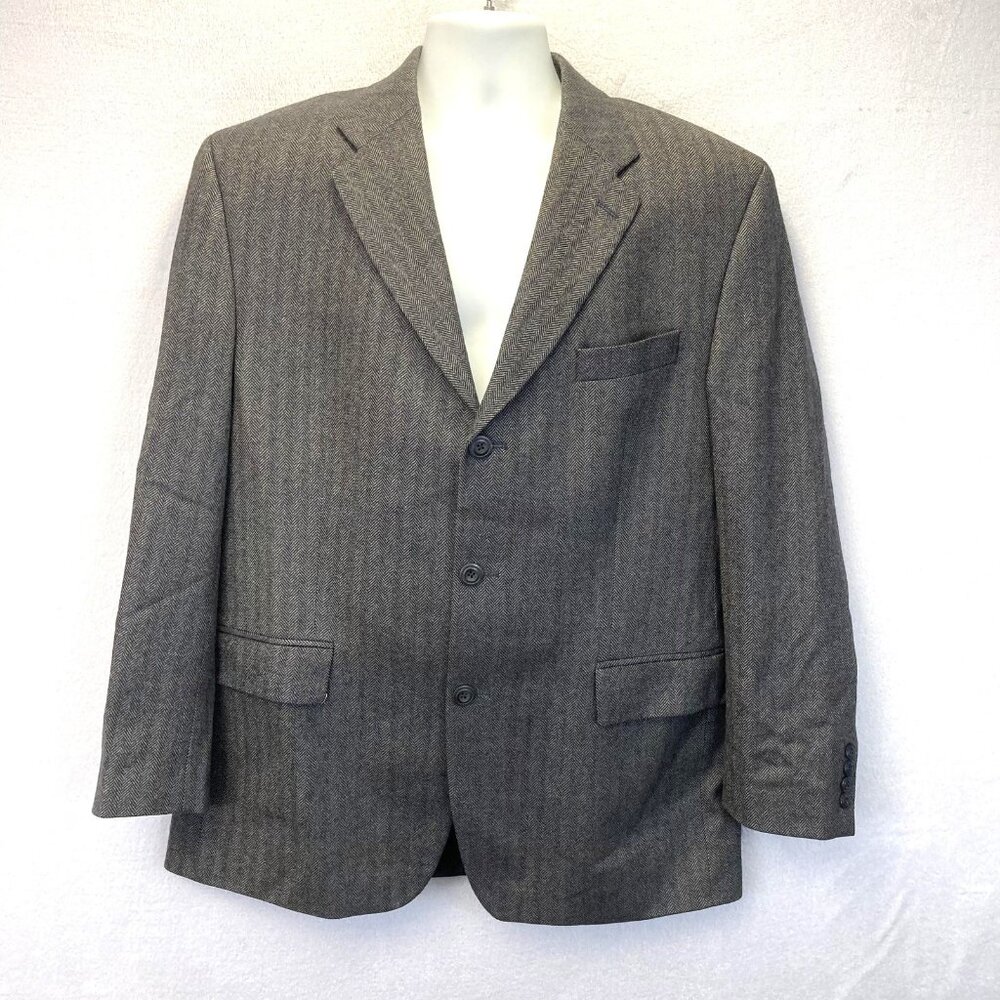 Franco Tassi 100% Lambswool Blazer Mens 44R Herringbone Sport Coat Quiet Luxury‎